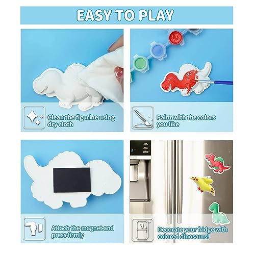 Funto Dinosaur Painting Kit for Kids, Paint Your Own Figurines with Magnet, 27 PCS Arts and Crafts Set, Ceramics to Paint, STEAM Projects Creative Funto