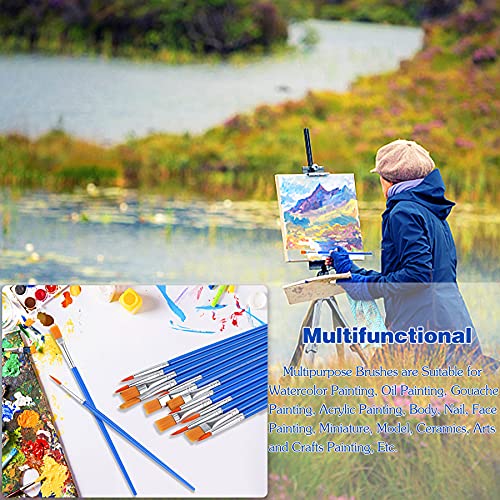 60 Pcs Paint Brushes,Round Flat Small Brush Bulk for Detail Painting DECYOOL