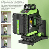 Huepar 4x360 Laser Level Self-leveling 4D Green Beam Cross Line 16 Lines Tiling Floor Laser Tool -2x360 Horizontal/Vertical Laser Lines -rechargeable Huepar