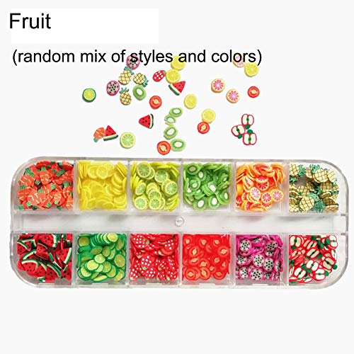 AKOAK 2 Boxes of Crystal Mash Clay Strip Flowers Fruit Slices Apples, Strawberries, Watermelons Nail Crafts Making, Decorations Scrapbook DIY Crafts AKOAK