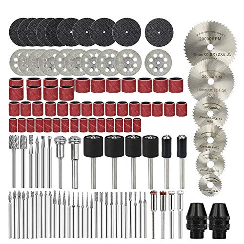 Mini Rotary Tool Accssory Set 121pcs HSS Circular Saw Blades Diamond Metal Wood Cutting Wheels Rotary File Cut off Polishing Sanding Cutting Kit Dreamcolor