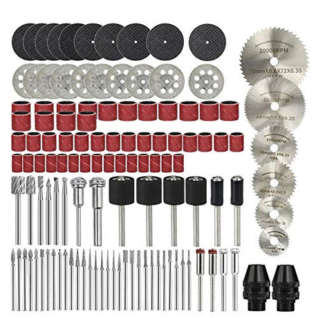 Mini Rotary Tool Accssory Set 121pcs HSS Circular Saw Blades Diamond Metal Wood Cutting Wheels Rotary File Cut off Polishing Sanding Cutting Kit Dreamcolor