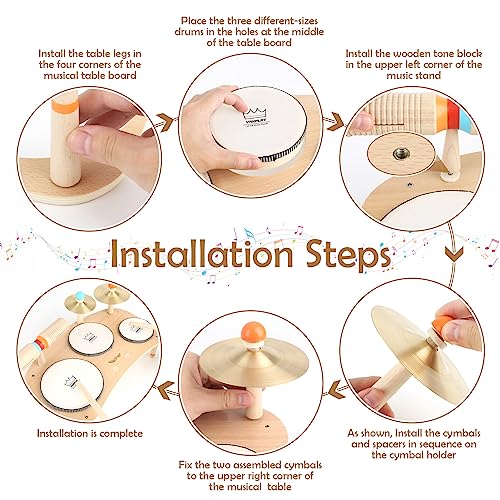 Kids Drum Set for Toddlers 1-3, All in One Musical Instruments - Wooden Musical Toys - Montessori Sensory Toys for 1 Year Old - Birthday Gifts for Vanplay