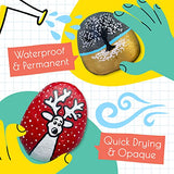 Funcils 5 Acrylic White Paint Pens - Fine & Jumbo Size Ink Pens (1mm, 3mm, 6mm, 10mm, 15mm) - Permanent White Marker Ink for Rock Painting, Fabric, Funcils