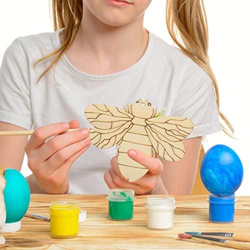 Bee Decor 80 Pcs Unfinished Wooden Cutouts Flower Bee Mushroom Butterfly Blank Wood Slice Blank Wooden Paint Crafts for DIY Crafts Home Decoration ABOOFAN