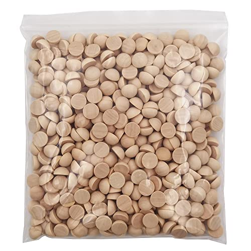INSPIRELLE 12mm Unfinished Half Round Wooden Beads 500pcs Split Natural Round Wood Balls for Crafts and Christmas Home Party Decorative INSPIRELLE