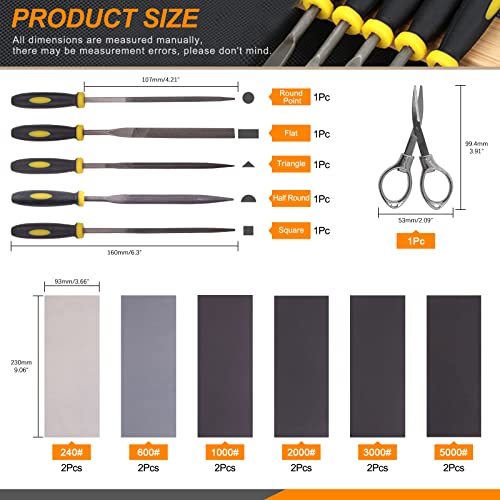 Rustark 26Pcs Resin Sanding and Polishing Casting Tools Assortment Kit Includes Sand Papers Metal Resin Files Polishing Blocks Scissors Brush Rustark