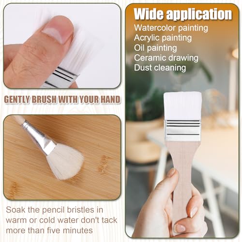 7pcs Gilding Brushes Set, Assorted Size Mop Brushes for Painting Versatile Goat Hair Brushes Paint Brushes for Crafts Acrylic Painting Gold Leaf PEUTIER