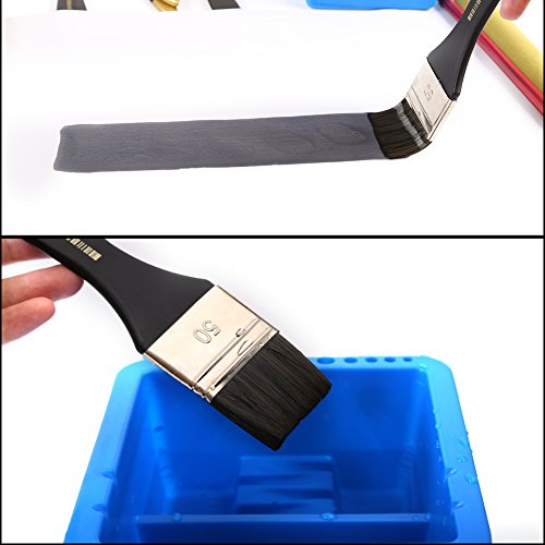 Dainayw Artist Flat Paint Brush-Large Wash Brushes Set for Gesso, Varnishes, Acrylic Painting, Watercolor, Wood, Wall, Furniture-Brush Cleaner 6 Pcs dainayw