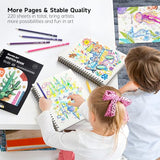 Shuttle Art 9x12” Sketchbook, 220 Sheets Total, Pack of 2(110 Sheets Each), 68lb/100gsm Thick Paper, Spiral Bound Mixedmedia Sketch Pad, Acid-free Shuttle Art