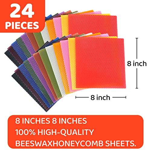 Nafziger 24 Pack 8x8 Inch Beeswax Sheets for Candle Making Kit Starter, Beeswax Candle Making Kit for Kids, Beeswax Honeycomb Sheet, Beeswax for Nafziger