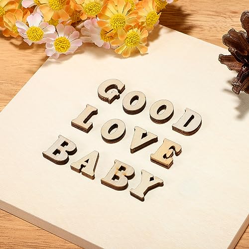 VILLCASE Mini Wood Letters, 200 Pieces Unfinished Wood Alphabet Letter Slices, 0.6" A-Z Wood Pieces DIY Wooden Alphabet Spelling Educational Kits for VILLCASE