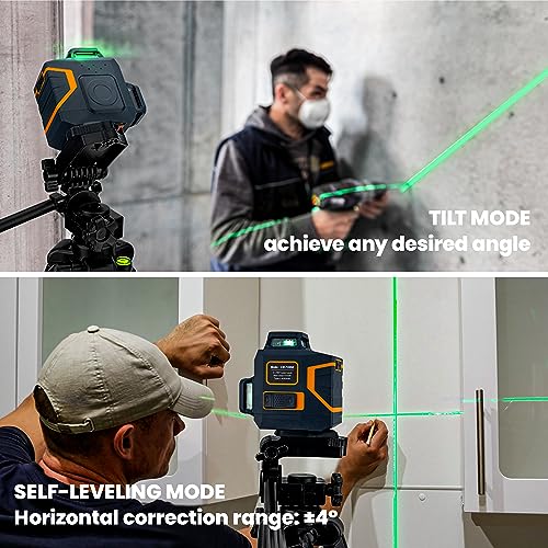 CIGMAN Laser Level CM-720SE Laser Level Self Leveling 2 x 360° Green Cross Line for Construction, Picture Hanging and Decoration with Rechargeable - WoodArtSupply