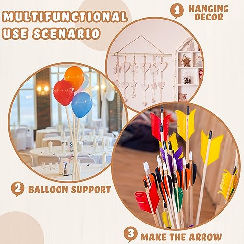 Leinuosen 50 Pcs Wooden Dowels 36 Inch Long Wooden Dowel Rods Unfinished Wooden Dowel for Crafts Dowel Rods Wood Sticks Unpainted Dowel Rods for Leinuosen