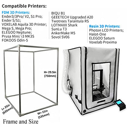 3D Printer Enclosure with Smoke Vent&LED Light, Laser Engraver Eye Protective Shield Cover Resin 3D Printer Fireproof Tent,for Ender 3/Ender 3 Pro/3 - WoodArtSupply