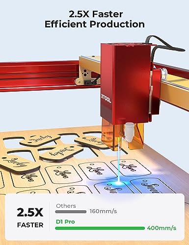 xTool D1 Pro Laser Engraver 4-in-1 Rotary Roller Kit for Glass Tumbler Ring, 10W Laser Cutter, 60W Efficient Laser Engraving Machine, CNC Machine