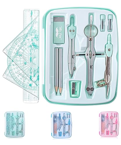 Mr. Pen- Geometry Set, 13 pcs, Compass for Geometry Compass, Geometry Kit Set with Shatterproof Storage Box, Math Compass, Geometry Set for School, Mr. Pen