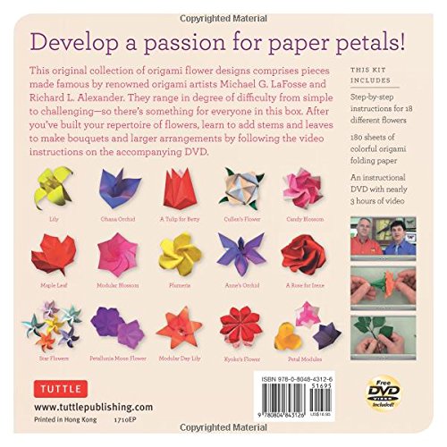 LaFosse & Alexander's Origami Flowers Kit: Lifelike Paper Flowers to Brighten Up Your Life: Kit with Origami Book, 180 Origami Papers, 20 Projects & Tuttle Publishing