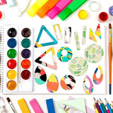 Anjmd 280 Pieces Unfinished Wooden Earrings Blanks Wooden Teardrop/Circle/Triangle/Rectangle Shapes Earrings Pendants Wood Earring Pendant Pieces Anjmd