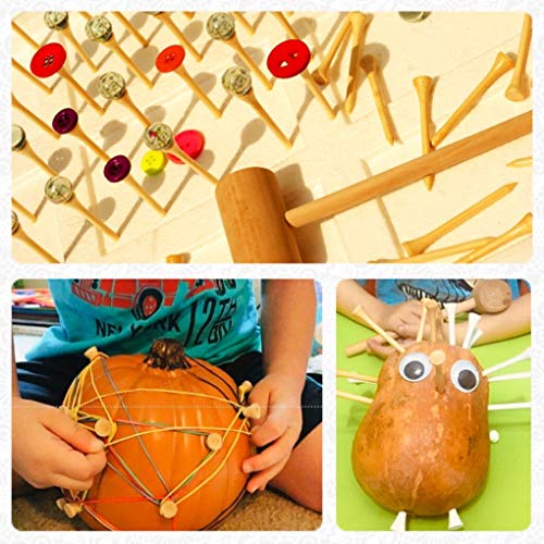 KIHACO Hammering and Pounding Toys for Kids Include 1 Wood Hammer and 30 Bamboo Nails Improve Fine Motor Skills Friendly Natural Wooden Educational KIHACO