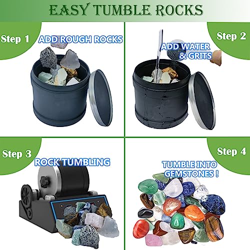 Tonmp 10 LBS Rock Tumbler Grit Set, Rock Tumbler Grit Polish Refill - 4 Step Tumbling Media (Coarse, Medium, Pre-Polished, Final Polish), Rock Tonmp