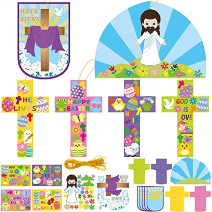 FANCY LAND Easter Crosses Craft Kits for Kids Easter Religious Crafts Christian Sunday School Activities 30Pack - WoodArtSupply