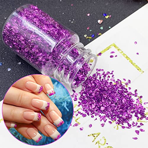 FineInno Crushed Glass for Resin Art, Irregular Metallic Broken Glitter for Crafts, Chunky Metallic Chips Stone for Epoxy Resin Molds Fillers, Nail FineInno