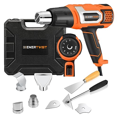 ENERTWIST Heat Gun Variable Temperature Control Hot Air Tool Kit Heating Protect for Shrink Wrapping, Paint Removal, Wiring, Tubing, Crafts, Vinyl
