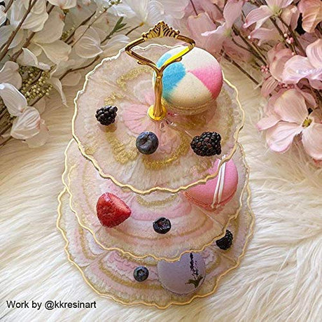 ResinWorld 3 Tier Resin Mold, Cake Stand Molds for Resin + 8 Pack Thick 4 inches Resin Coaster Molds Set ResinWorld