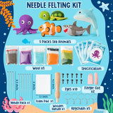 WATINC Set of 5 Sea Wool Needle Felting Kit, Ocean Animals Doll Making Wool Needle Felting Starter Kit, DIY 5 Unique Designs Needle Felting Craft WATINC