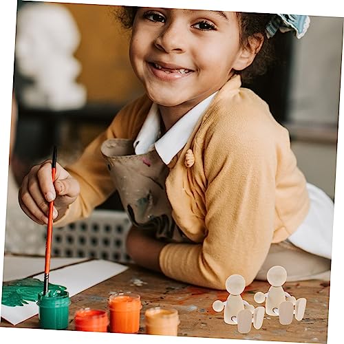 Tofficu 4pcs Unfinished Wooden Figurines Wooden Peg Dolls Unfinished Wooden Doll DIY Peg Dolls Unfinished Peg People Unfinished Dolls Pegs Wooden Tofficu