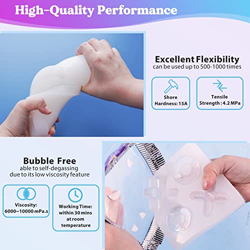 Silicone Mold Making Kit - Translucent Silicone Rubber Non-Toxic Liquid Mold Making Silicone - Mixing Ratio 1:1 - Ideal for Resin Molds, Silicone LET'S RESIN