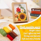 IMZAY Sunflower Crochet Kit with Photo Frame, Sunflower Knitting Weaving Set with Yarn, Hooks, Instruction, Stitching Markers, Fiber Fill, Floral IMZAY