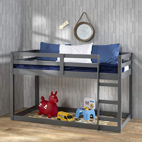 Acme Gaston Grey Wooden Frame Loft Bed with Built-in Ladder - WoodArtSupply