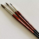 KINGART 1060D Premium 3 Pc. Equinox 747R Series Round Watercolor Artist Brush Set, Soft Synthetic Black Kazan Squirrel, Rounds Size 4, 8, 12, Short KINGART