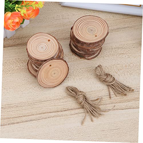 DECHOUS 40 Pcs Natural Wood Slices Scrapbook Kits for Adults Adult Craft Unfinished Hanging Craft Xmas Unfinished Wood Slice Wooden Hanging Christmas DECHOUS