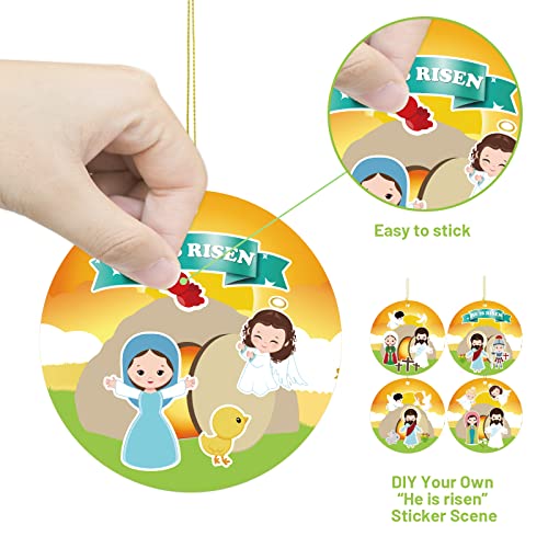 Make an Easter He Lives Sticker Scenes Easter Stickers Craft Kit for Kids Jesus Resurrection Hanging Ornaments Classroom Activity 24Pcs - WoodArtSupply