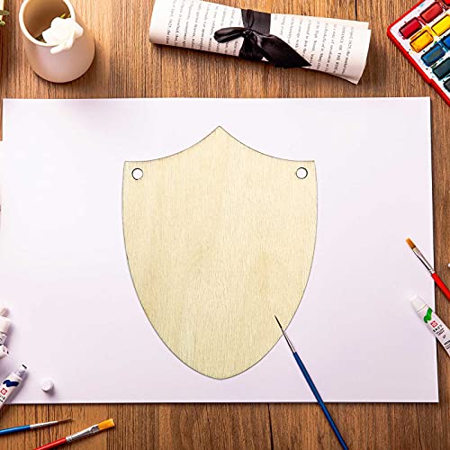 Shield Wood Cutout DIY Crafts Wooden Shield Shaped Hanging Ornaments Unfinished Wood Sign Whit Twines for Wedding Birthday Christmas Party Decoration - WoodArtSupply