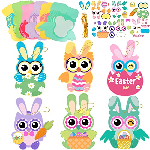 30 PCS Easter Paper Craft Kits Kids DIY Owl Art Craft Make Your Own Easter Owl Bulk Set for Home Classroom Game Activities Party - WoodArtSupply