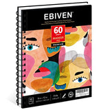EBIVEN 9"x12" Marker Paper Sketchbook, 120 GSM/73 lb Markers Drawing Papers, 60 Sheets Hardcover Spiral Bound Sketch Book for Drawing, Sketching, EBIVEN