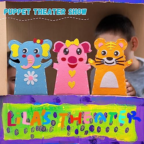 Creatoy Animal Hand Puppet Crafts Kit for Kids 8pcs Sewing Kits for Girls 4-9 Felt DIY Sewing Projects Toddler Activities Story Telling Pretend Play - WoodArtSupply