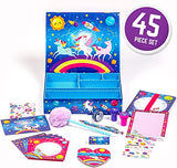 GirlZone Unicorn Cosmic Galaxy Writing Set for Girls, 45-Piece Letter Writing Kit for Creative Girls, Magical Unicorn Gift for 10 Year Old Girl GirlZone