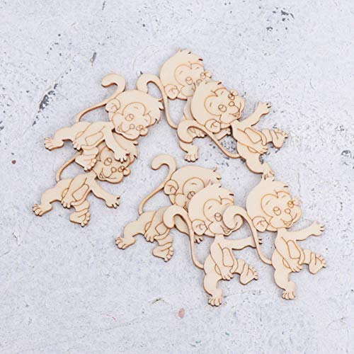 ABOOFAN 60 Pcs Wooden Table Christmas Decor Unfinished Wood Monkey Cutout Shapes Wood Letters Crafts Wood Cutouts for Crafts Unfinished Wooden ABOOFAN