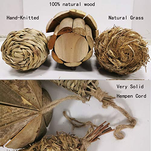 Hamiledyi Vintage Chickadee Bird House Nest Hummingbird House for Outside Small Grass Hanging Bird Nesting Natural Wooden Garden Birdhouse Box 3 Pack Hamiledyi