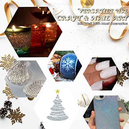 Ceya Ultra Fine Glitter Powder, 3.5oz/ 100g Iridescent White Craft Glitter Powder 1/128” 0.008” 0.2mm Nail Glitter for Epoxy Resin DIY Craft Tumblers ceya