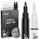 White Paint Pen, 8 Pack 0.7mm Acrylic Paint Pens Acrylic Markers 6 White 2 Black Paint Pens for Rock Painting Wood Canvas Glass Metallic Ceramic Tire SUPKIZ
