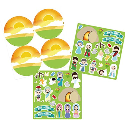 Make an Easter He Lives Sticker Scenes Easter Stickers Craft Kit for Kids Jesus Resurrection Hanging Ornaments Classroom Activity 24Pcs - WoodArtSupply