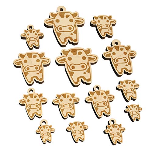 Cute Chibi Spotted Cow Mini Wood Shape Charms Jewelry DIY Craft - 25mm (7pcs) - No Hole Sniggle Sloth