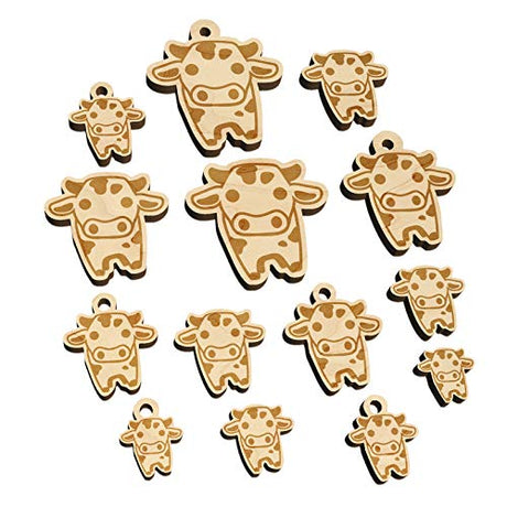 Cute Chibi Spotted Cow Mini Wood Shape Charms Jewelry DIY Craft - 25mm (7pcs) - No Hole Sniggle Sloth