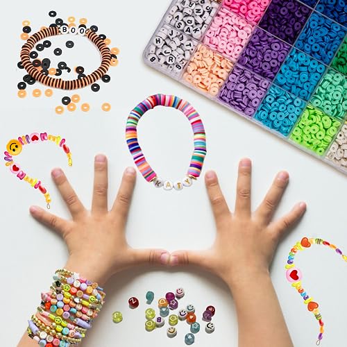 Desire Deluxe Bracelet Making Kit Necklace Clay Beads Friendship Jewelry Letter Arts & Crafts Pendant Charms Kit Elastic Rubber Strings Girls Toys - WoodArtSupply